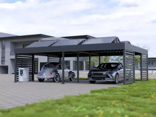 PV Carport mit Sichtschutz