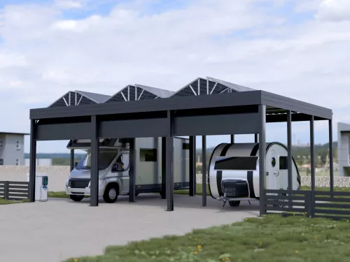 PV Carport für Wohnmobil mit Garagentor