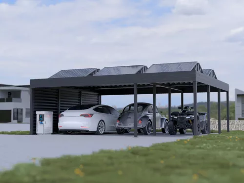 PV Carport mit Seitenwänden